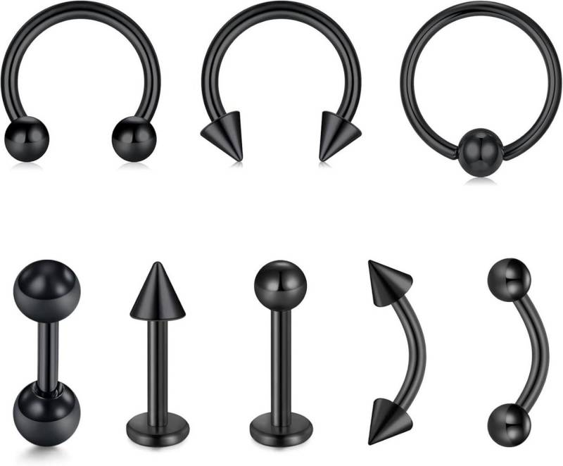 Briana Williams Piercing-Set Lippenpiercing Set Edelstahl 16G Labret Stud Hufeisen Septum Ring von Briana Williams