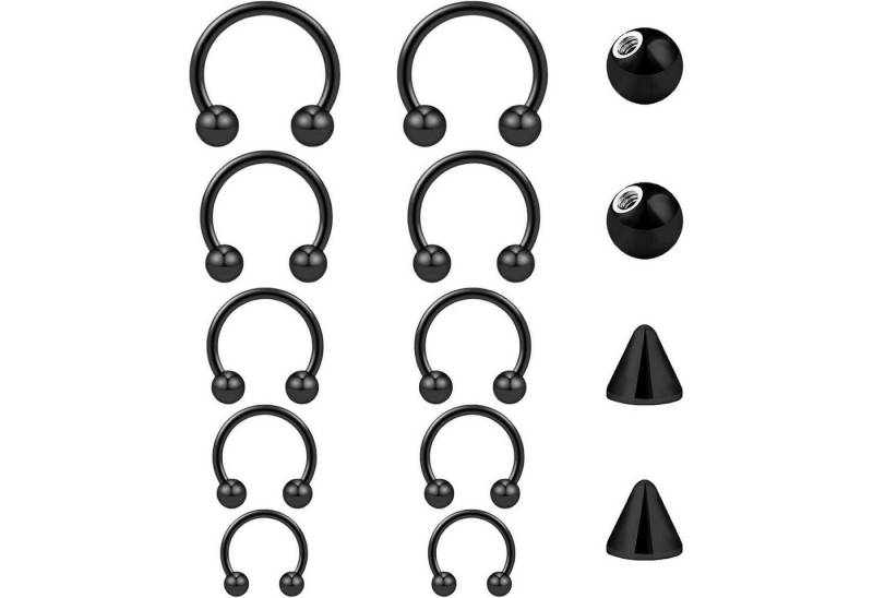 LuxusKollektion Piercing-Set Nasenring Septum Hufeisen 16G 1,2mm Silber Gold Schwarz 6-14mm von LuxusKollektion