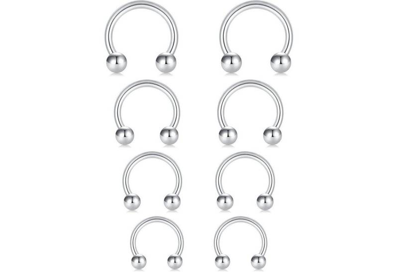 LuxusKollektion Piercing-Set Ohrring Tragus Helix Knorpel Stecker Edelstahl 1,2mm 10er 8er Silber-A von LuxusKollektion
