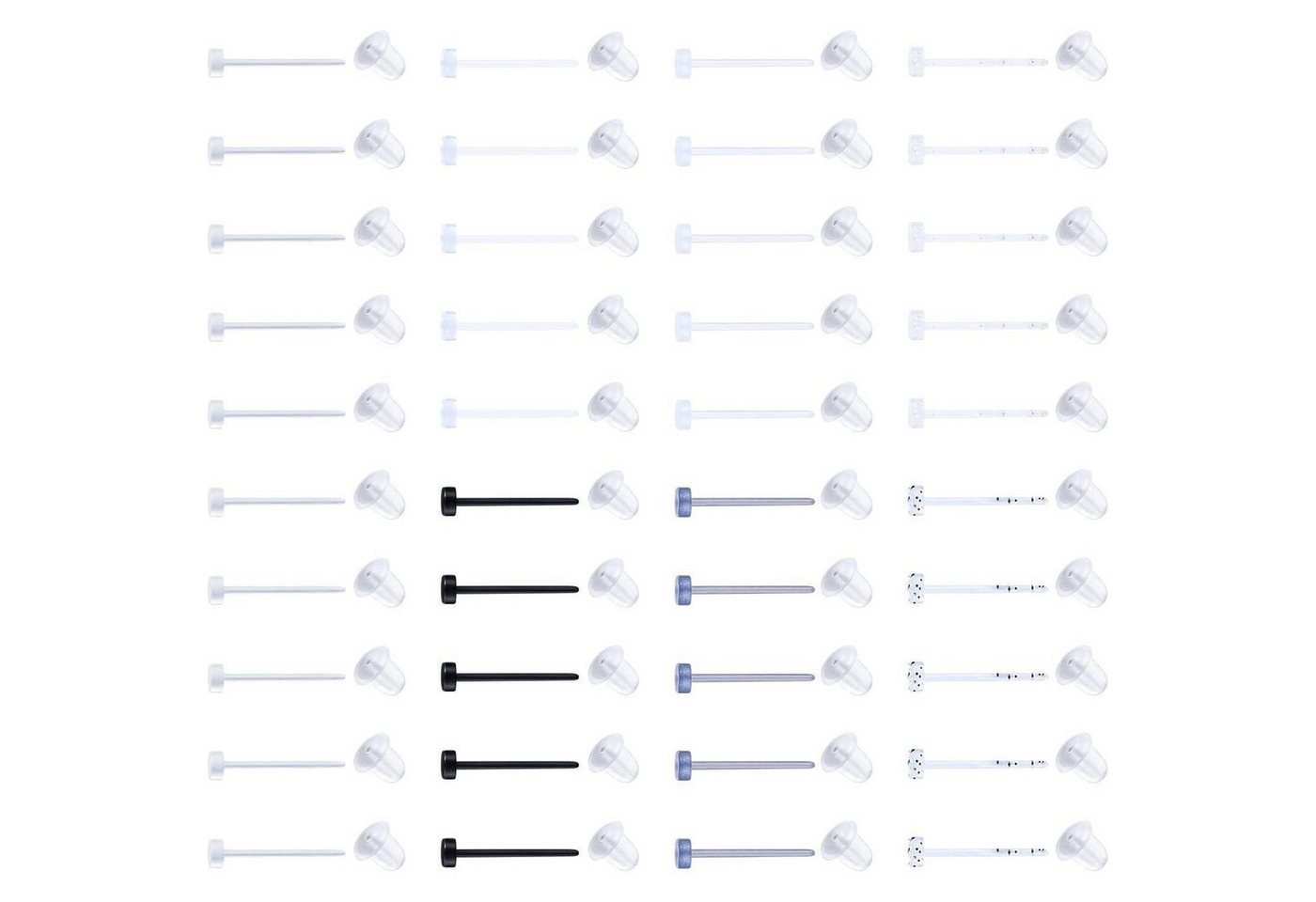 LuxusKollektion Piercing-Set Ohrstecker Kunststoff Piercing Retainer Ohrstifte Clear 40stk Clear+uv von LuxusKollektion