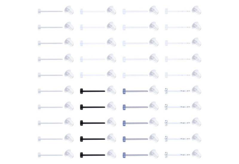 LuxusKollektion Piercing-Set Ohrstecker Kunststoff Piercing Retainer Ohrstifte Clear 40stk Clear+uv von LuxusKollektion