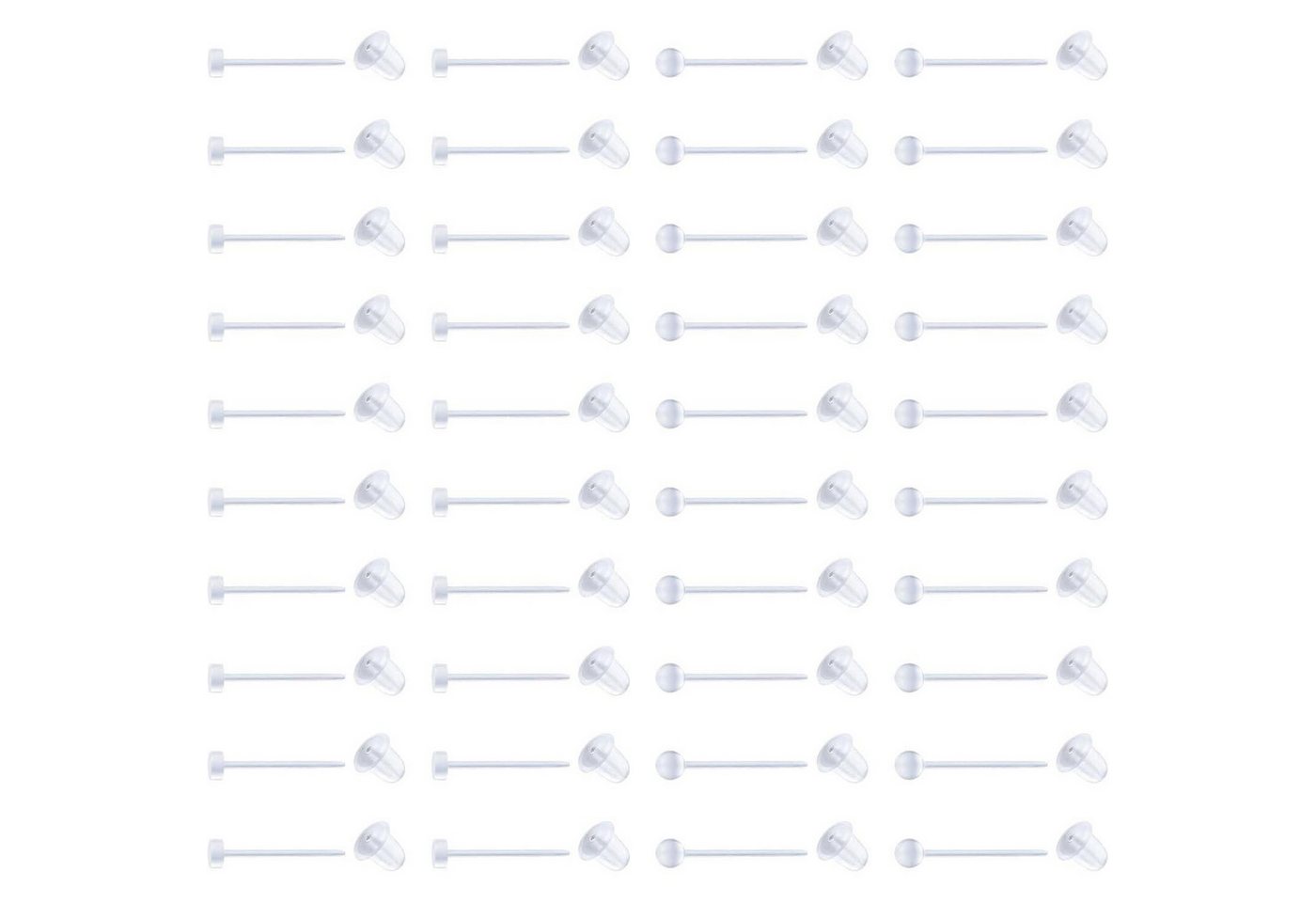 LuxusKollektion Piercing-Set Ohrstecker Piercings Plastik Ohrstifte Ohrstopper Retainer 40stk Clear von LuxusKollektion