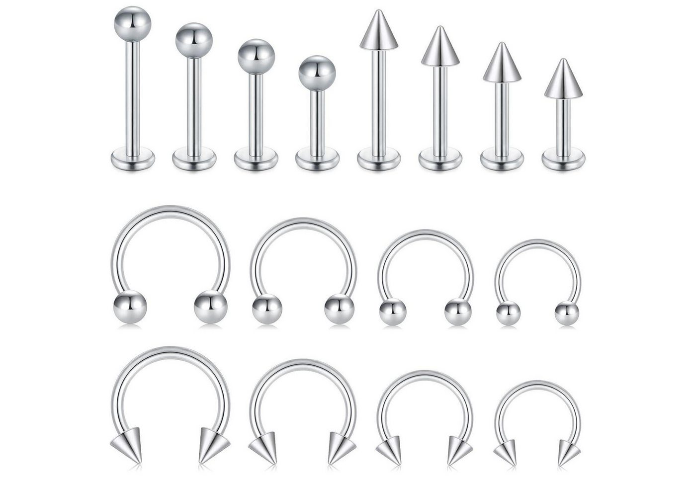 LuxusKollektion Piercing-Set Piercing 12stk 16G Tragus Helix Nase Lippe Chirurgenstahl 16stk Pfeil von LuxusKollektion