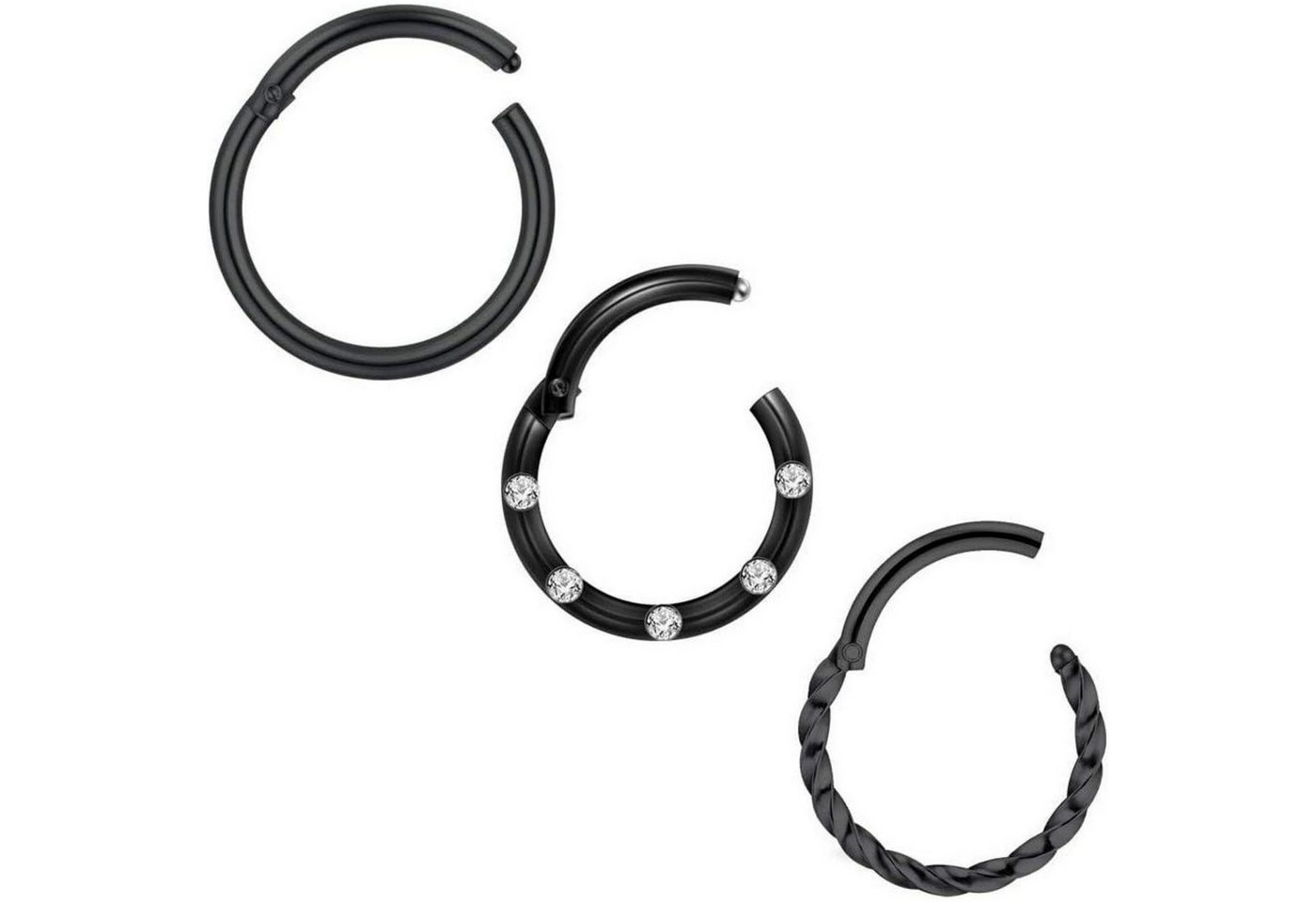 LuxusKollektion Piercing-Set Piercing 16G Chirurgenstahl Hufeisen A10:16g(1.2mm)-8mm-black-3stil von LuxusKollektion