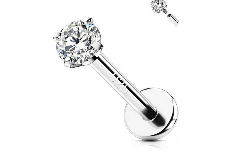 LuxusKollektion Piercing-Set Piercing Helix Tragus Silber 925 10mm Innengewinde 16G 3mm CZ 16G10mm von LuxusKollektion