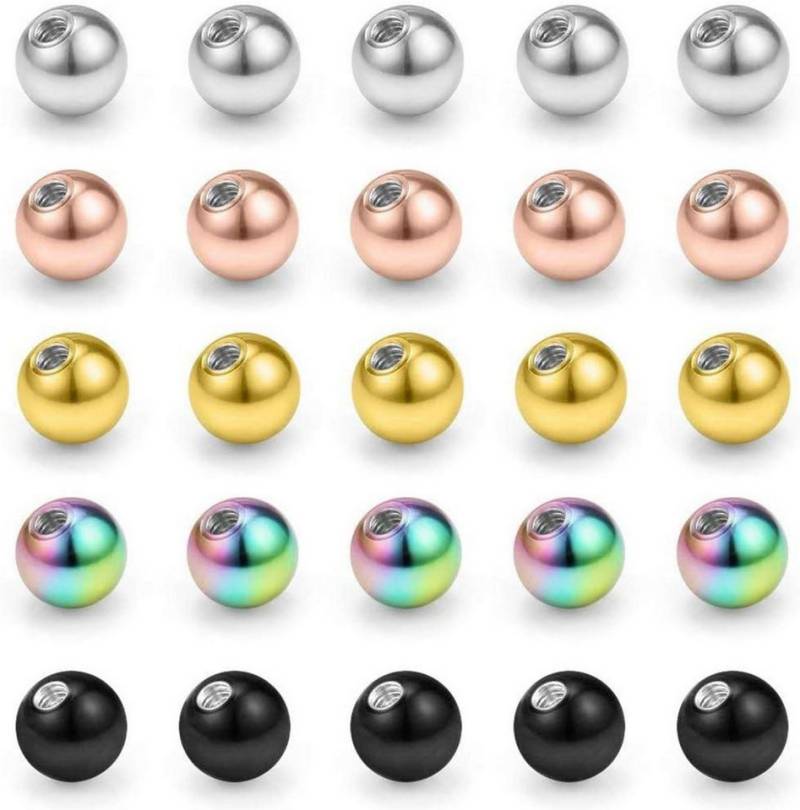 Briana Williams Piercing-Set Piercing Kugel Set 20stk 5mm Chirurgenstahl Ersatzkugel Schwarz Silber von Briana Williams