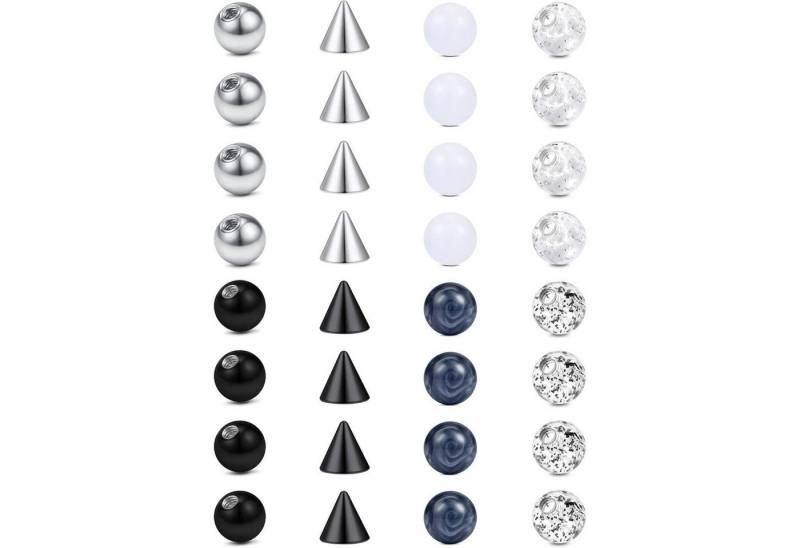 LuxusKollektion Piercing-Set Piercing Kugeln 14G 16G 5mm 6mm Rb04 32 Stück silber Schwarz von LuxusKollektion