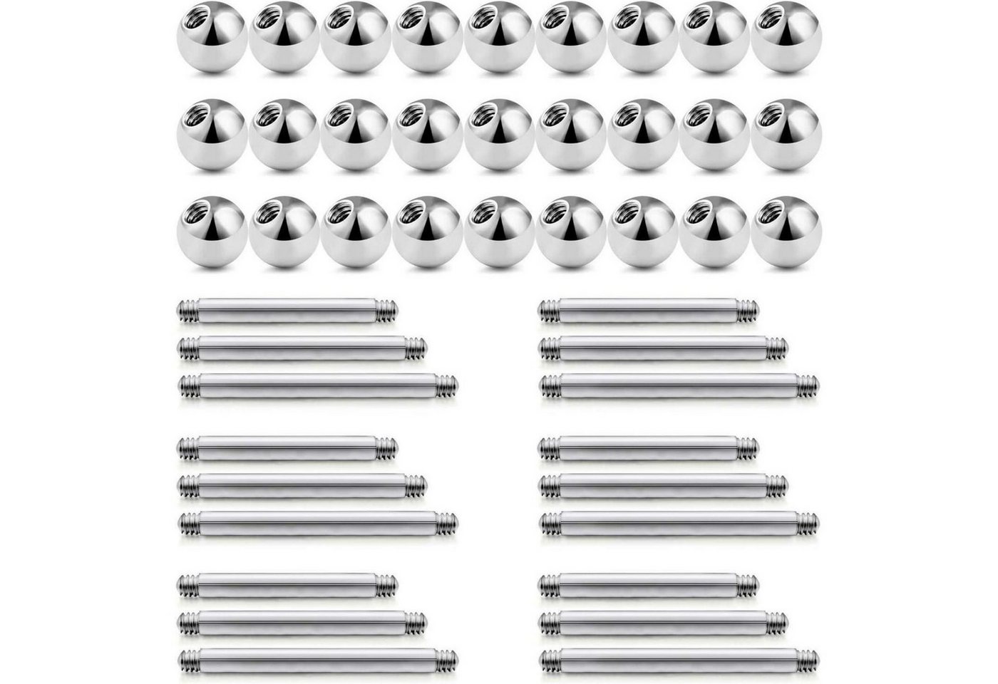 LuxusKollektion Piercing-Set Piercing Kugeln 30stk 5mm 14G Chirurgenstahl Acryl 36stk Silber von LuxusKollektion