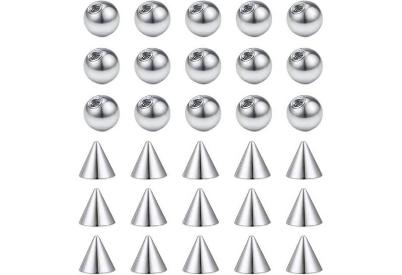 Gojewen Piercing-Set Piercing Kugeln 3mm Silber 30er Set Schraubkugel Chirurgenstahl 1,2mm von Gojewen
