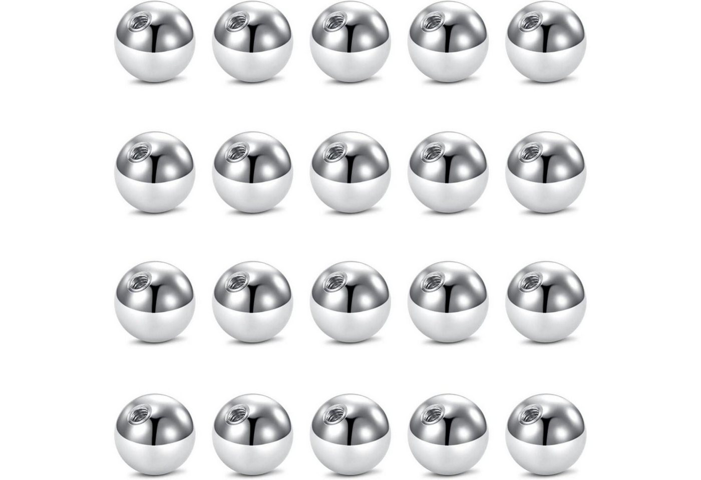 LuxusKollektion Piercing-Set Piercing Kugeln Chirurgenstahl Silber 20er Schraubkugel 1.6*8mm von LuxusKollektion