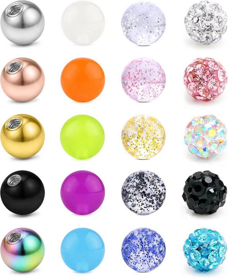 Briana Williams Piercing-Set Piercing Kugeln Set 1.2mm 16G Ersatzkugel Schraubkugel Acryl Edelstahl von Briana Williams