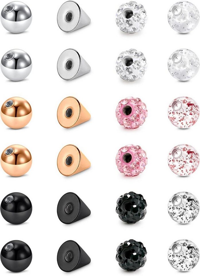 Briana Williams Piercing-Set Piercing Kugeln Set 1.2mm 16G Gewinde Ersatzkugel Acryl Edelstahl von Briana Williams