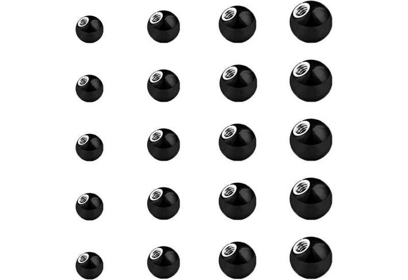 LuxusKollektion Piercing-Set Piercing Kugeln Silber 1,2mm 1,6mm 3mm Nase Lippe Schwarz von LuxusKollektion