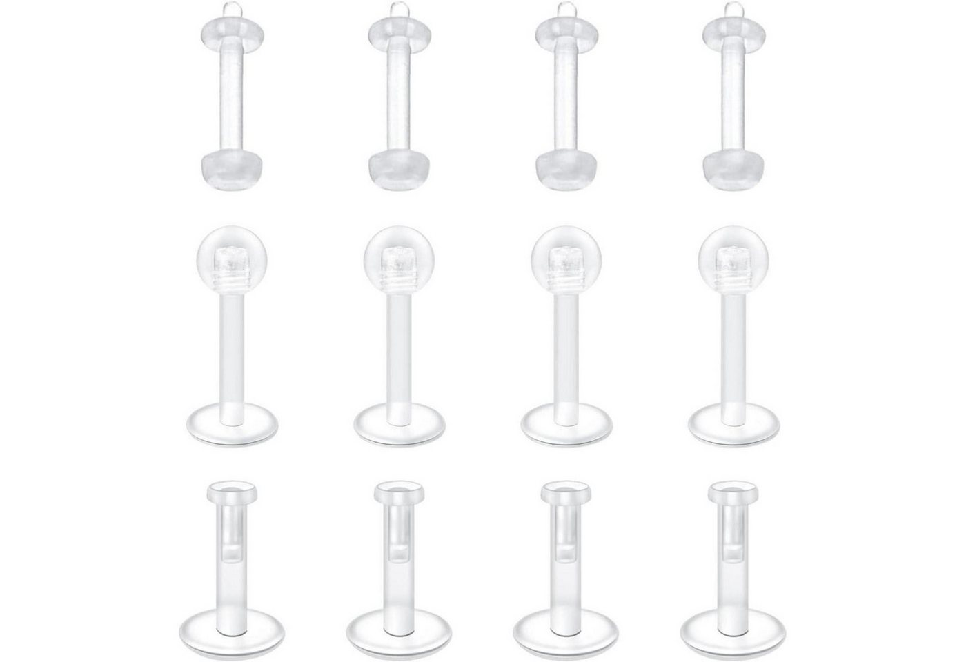 LuxusKollektion Piercing-Set Piercing Kunststoff Labret Retainer 16G Bioflex Tragus 12stk 6mm von LuxusKollektion