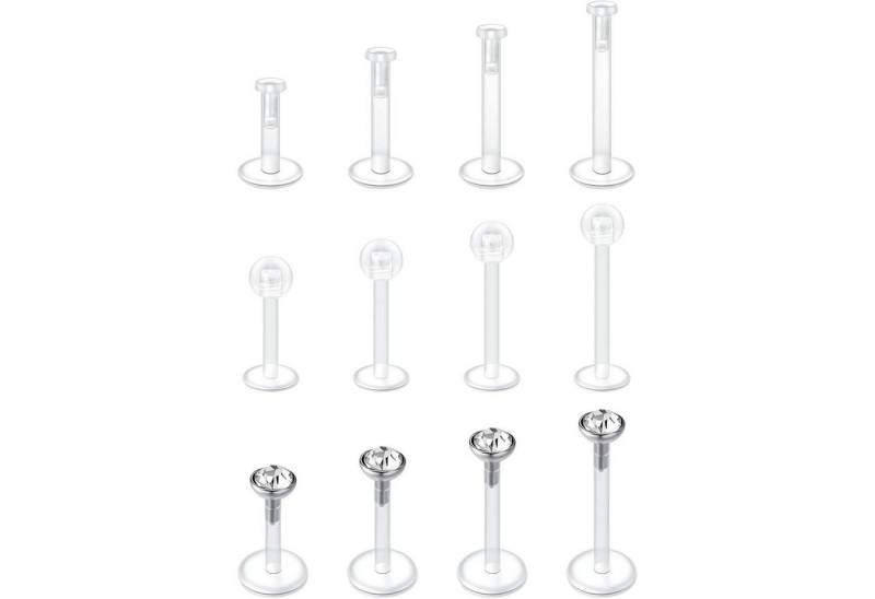 LuxusKollektion Piercing-Set Piercing Labret Retainer 16G Bioflex Lippen Tragus 12stk 6 8 10 12mm von LuxusKollektion