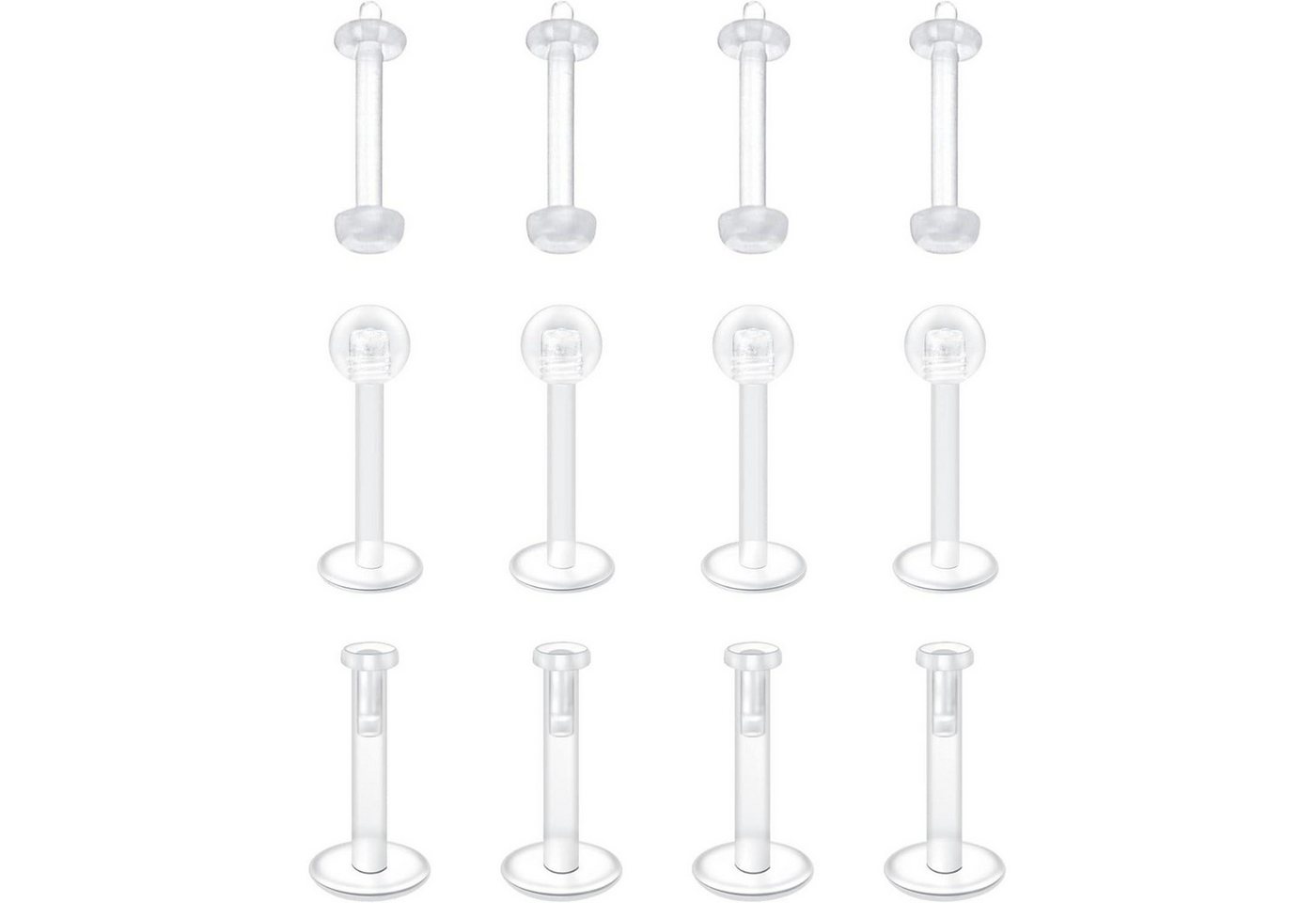 LuxusKollektion Piercing-Set Piercing Labret Retainer Kunststoff 16G Tragus Helix 12stk 8mm von LuxusKollektion