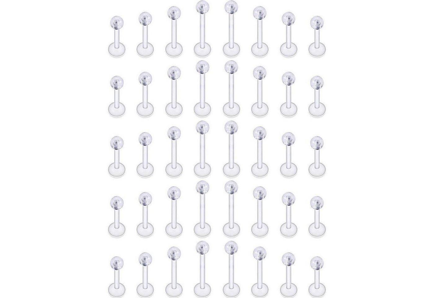 LuxusKollektion Piercing-Set Piercing Labret Stecker Ring Retainer Bioflex 16G 40stk 6 8 10 12mm von LuxusKollektion
