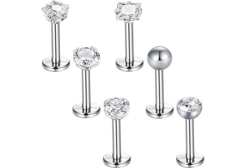 LuxusKollektion Piercing-Set Piercing Labret Tragus Helix Chirurgenstahl 16G 6mm Flach Base von LuxusKollektion