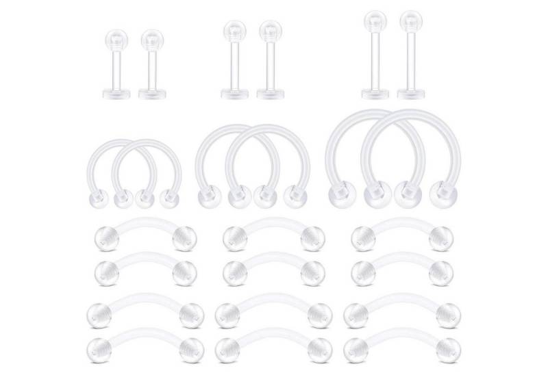 LuxusKollektion Piercing-Set Piercing Lippenpiercing Labret 16G Bioflex Helix 24stk 8 10 12mm von LuxusKollektion