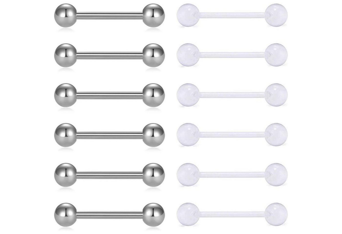 LuxusKollektion Piercing-Set Piercing Nippel Bioflex Acryl 14G 14mm Herren Damen Stil 5 von LuxusKollektion