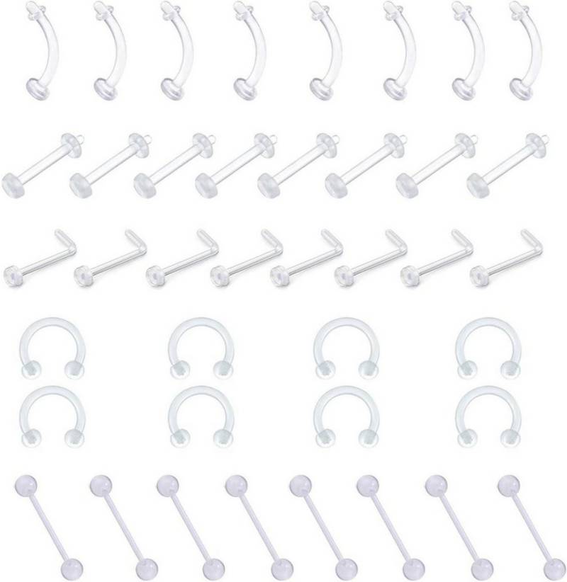 D.Bella Piercing-Set Piercing Retainer Set 16G 18G Klar Bioflex Nasen Lippen Augenbrauen von D.Bella