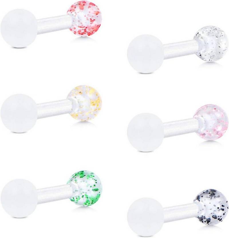 Mayhoop Piercing-Set Piercing Retainers 16G klar Tragus Helix Ohrstecker 6mm Acryl 6St von Mayhoop