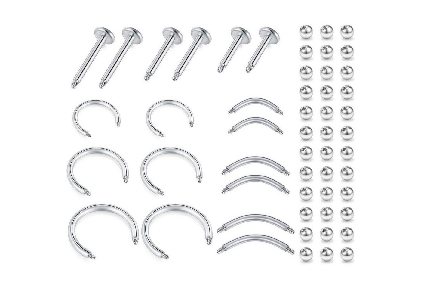 LuxusKollektion Piercing-Set Piercing Schmuck 16G Chirurgenstahl Tragus Helix Nase Lippe 18stk von LuxusKollektion