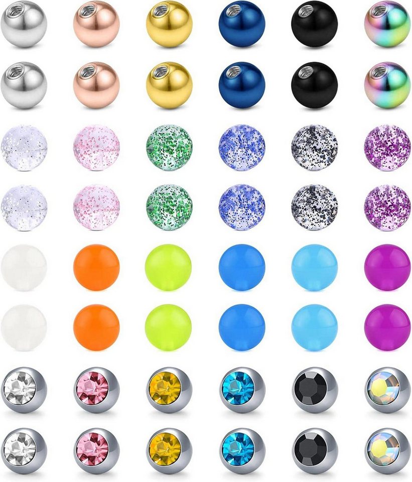 Briana Williams Piercing-Set Piercing Set 48stk Kugel 5mm Chirurgenstahl Ersatzkugel 1.6mm Gewinde Briana Williams Piercing-Set Piercing Set 48stk Kugel 5mm Chirurgenstahl Ersatzkugel 1.6mm Gewinde von Briana Williams