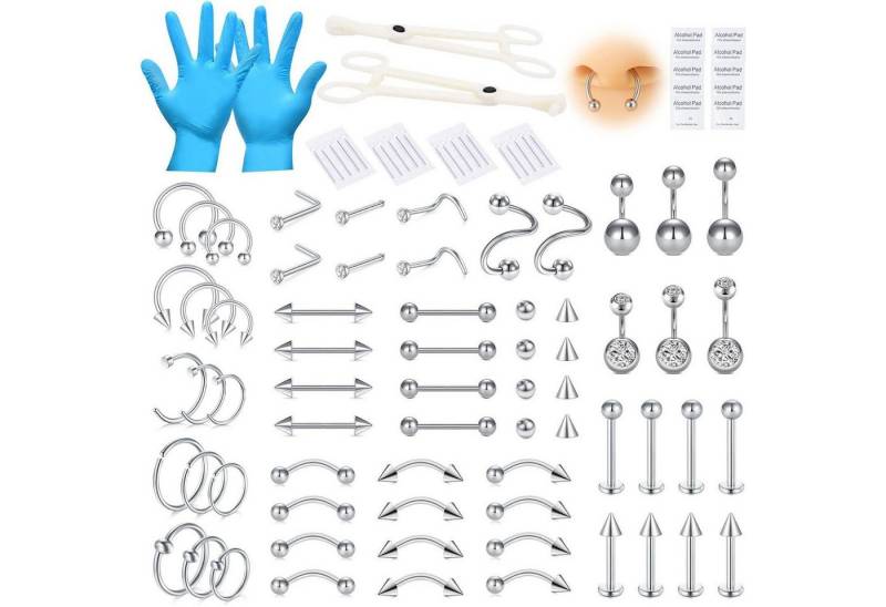 AVYRING Piercing-Set Piercing Set 99 Stück 14G 16G 18G 20G Nadeln Werkzeuge für Körper Ohr von AVYRING