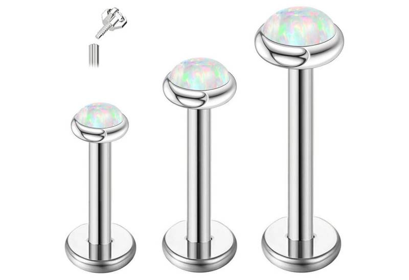 LuxusKollektion Piercing-Set Piercing Tragus Helix Labret G23 Silber Opal Bar Dicke (16g) 1.2mm von LuxusKollektion