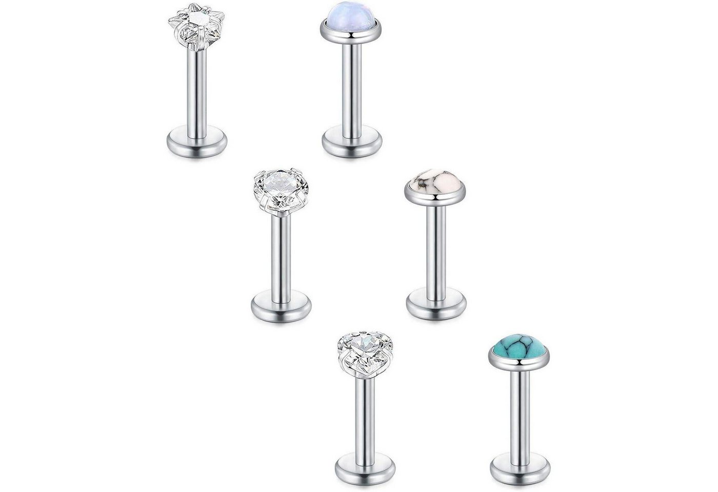 LuxusKollektion Piercing-Set Piercing Tragus Labret Helix Chirurgenstahl 16G 6mm Cz+türkis von LuxusKollektion