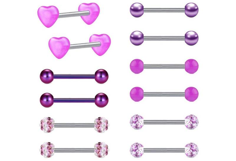 LuxusKollektion Piercing-Set Piercing Zunge Nippel Chirurgenstahl 1.6mm 14mm Barbell Lila von LuxusKollektion