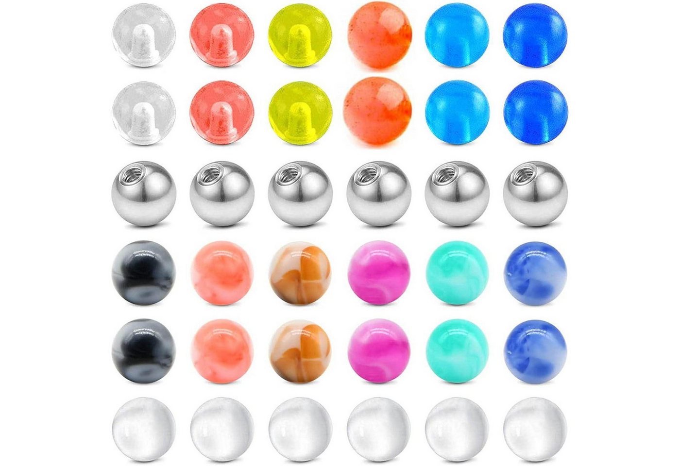 LuxusKollektion Piercing-Set Piercingkugel 1.6mm Gewinde Zungenpiercing Edelstahl Plastik 36pcs-1 von LuxusKollektion