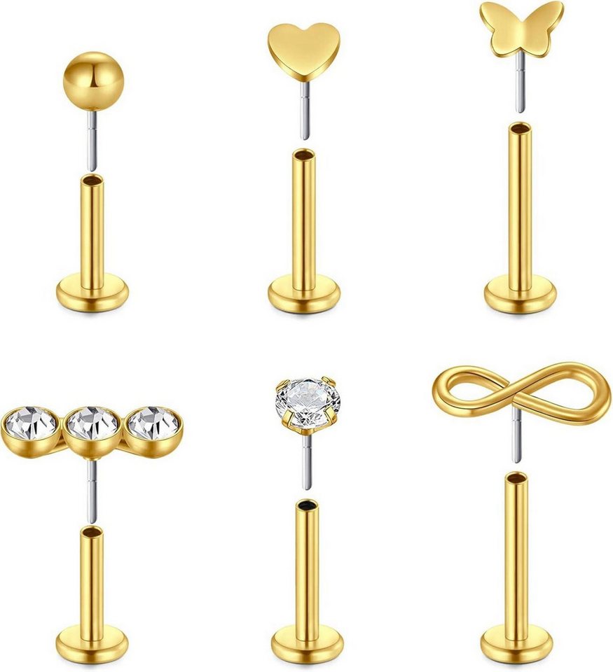 Briana Williams Piercing-Set Push in Lippenpiercing Labret Stecker Edelstahl 6stk 16G 1.2mm Tragus Briana Williams Piercing-Set Push in Lippenpiercing Labret Stecker Edelstahl 6stk 16G 1.2mm Tragus von Briana Williams