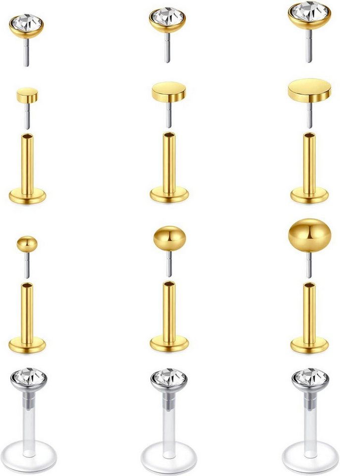 MODRSA Piercing-Set Tragus Helix Lippenpiercing Stud Labret Acryl 16G Piercing von MODRSA
