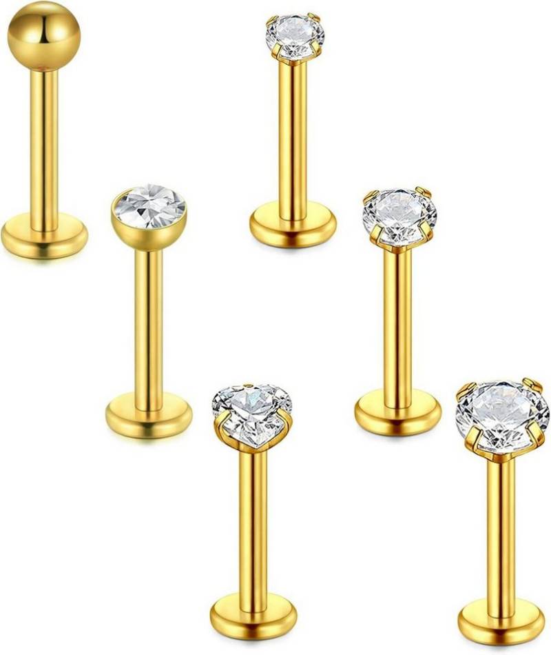 Briana Williams Piercing-Set Tragus Piercing Lippenpiercing 6stk Chirurgenstahl 16G Zirkonia 8/10mm von Briana Williams