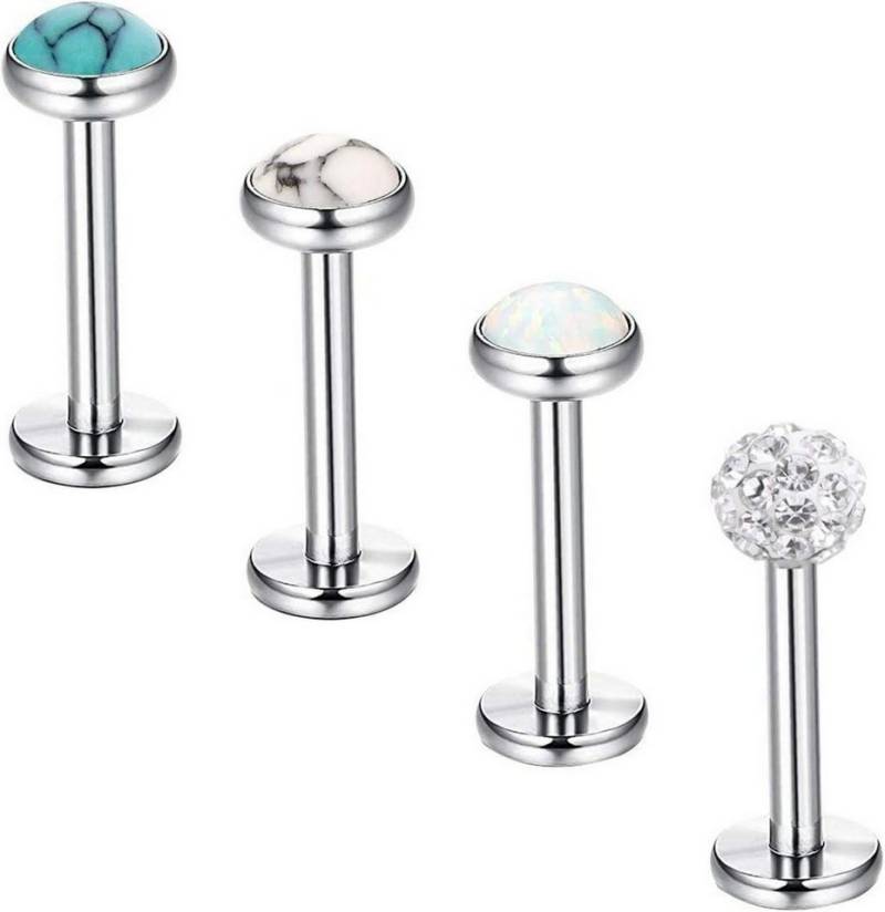 Briana Williams Piercing-Set Tragus Piercing Lippenpiercing Stecker Silber 16G 6/8/10mm Zirkonia von Briana Williams