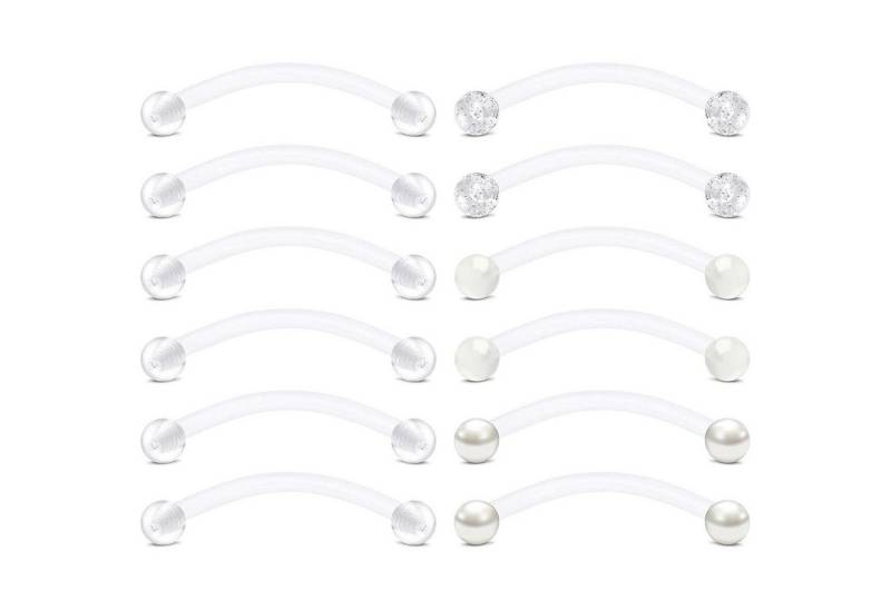 LuxusKollektion Piercing-Set Zungenpiercing Bioflex Acryl 14G 12 14 16 18mm 18mm Curved Barbell von LuxusKollektion