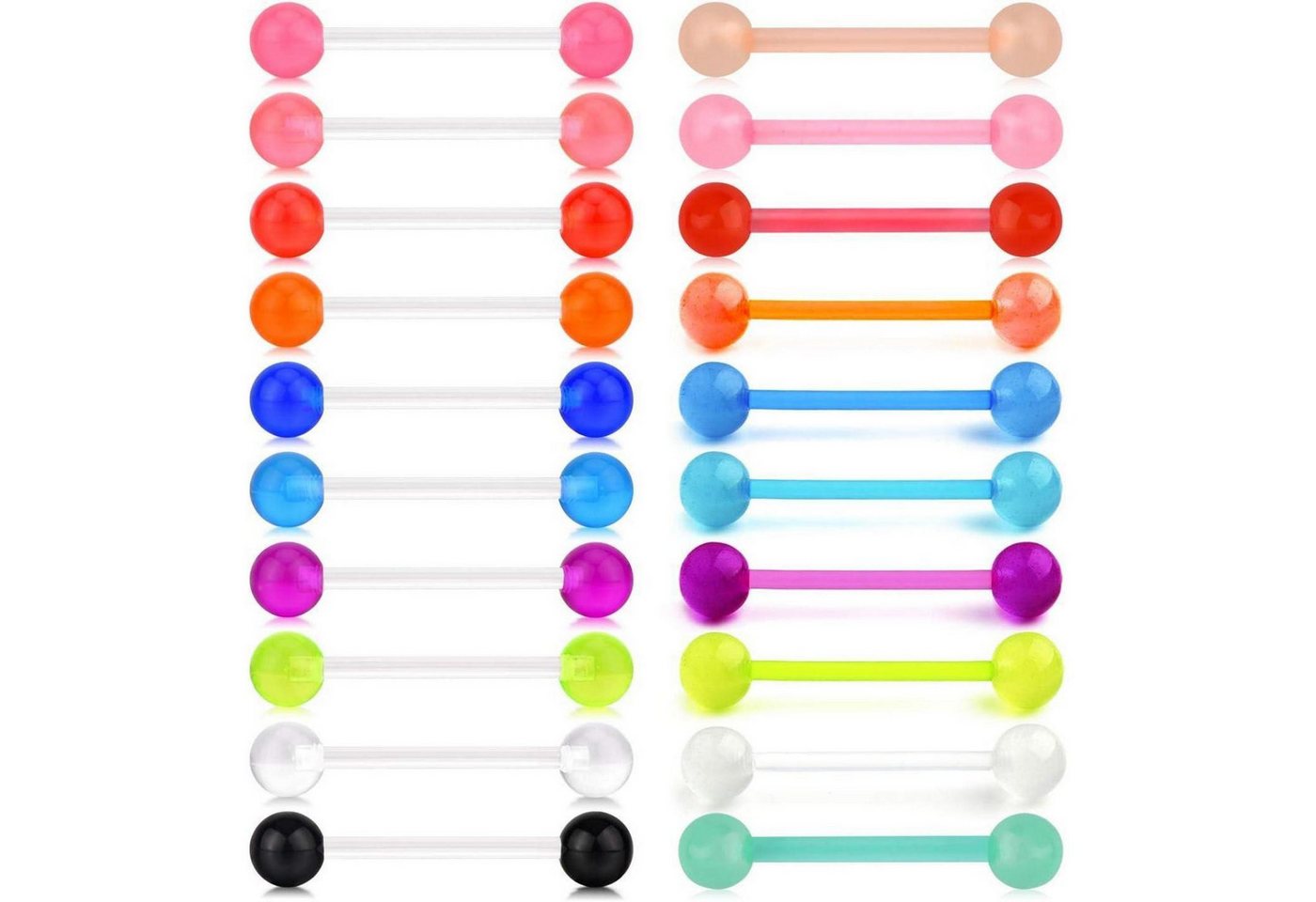 LuxusKollektion Piercing-Set Zungenpiercing Bioflex Acryl 14G 12 14 16 18mm Brustwarze Style 1 von LuxusKollektion