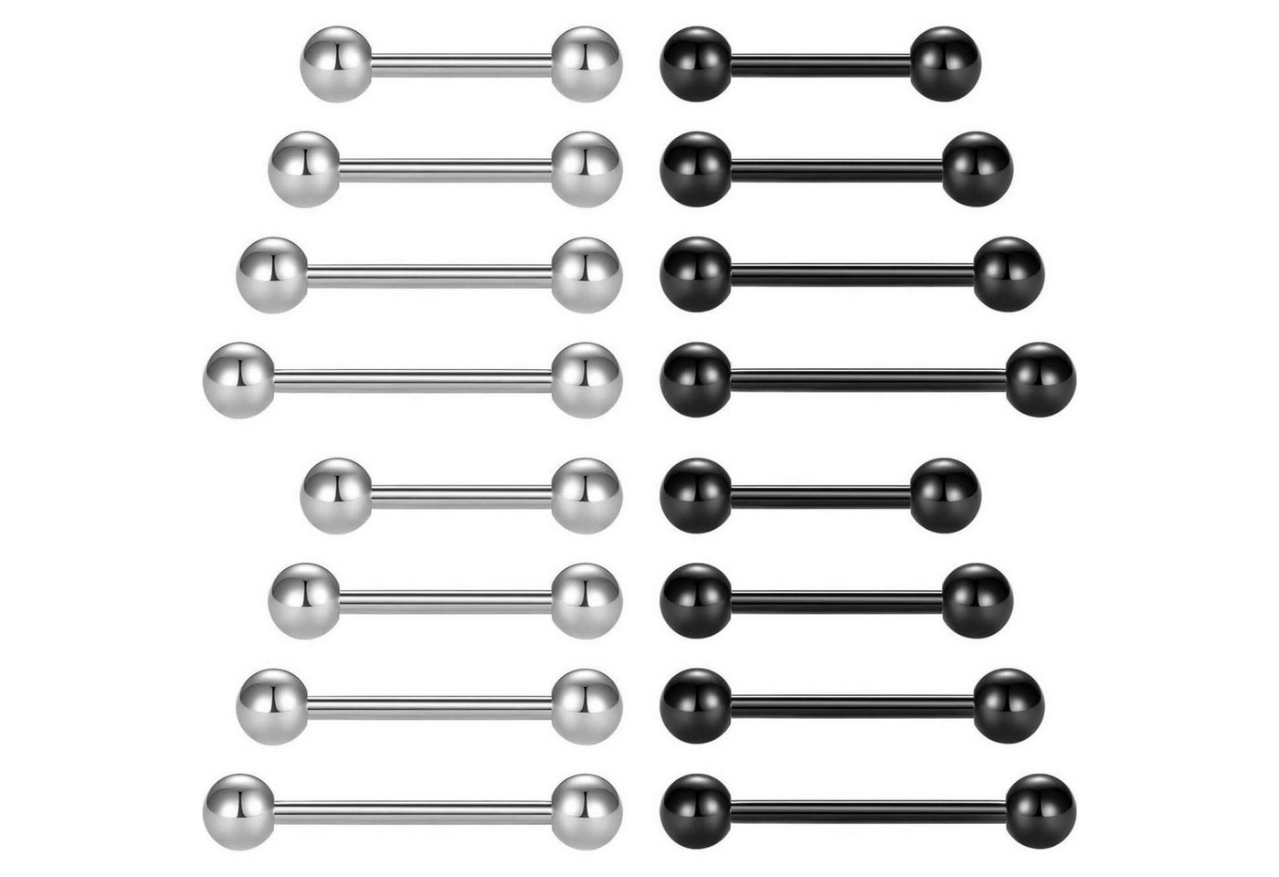 LuxusKollektion Piercing-Set Zungenpiercing Kugeln 5mm 14G Chirurgenstahl 12 14 16 18mm Schwarz von LuxusKollektion