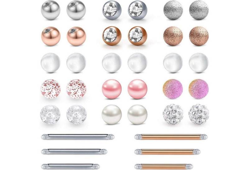 LuxusKollektion Piercing-Set Zungenpiercing Kugeln 5mm 14G Chirurgenstahl Acryl 30stk Rosegld von LuxusKollektion