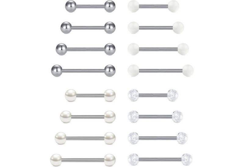 LuxusKollektion Piercing-Set Zungenpiercing Kugeln 5mm Chirurgenstahl 12 14 16 18mm Silber+kugel von LuxusKollektion