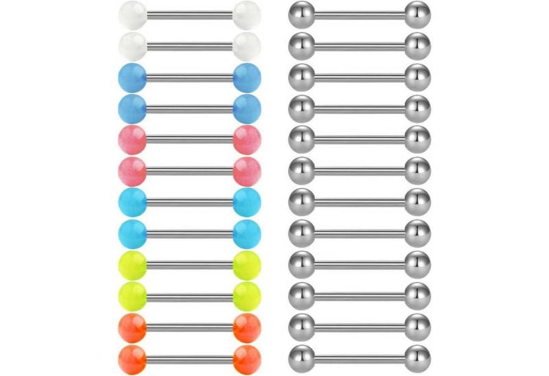 AceFun Piercing-Set Zungenpiercing Set 14G Edelstahl Gerade Barbells Acryl 24 Stück von AceFun