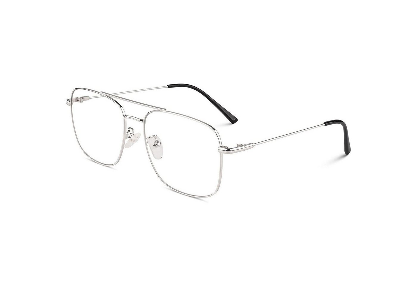 LuxusKollektion Pilotenbrille Brille Pilot Fake Damen Herren Retro Metallrahmen UV400 2 Silber von LuxusKollektion