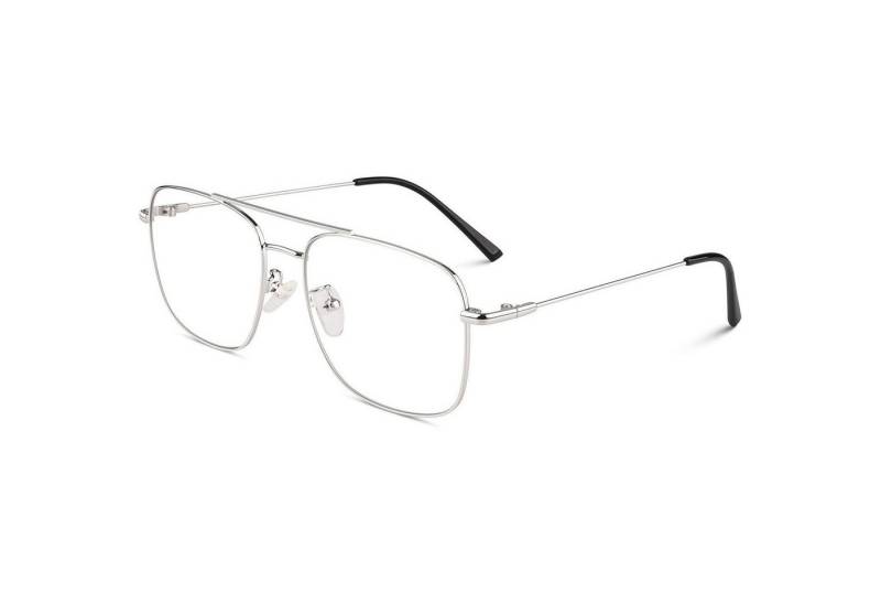 LuxusKollektion Pilotenbrille Brille Pilot Fake Damen Herren Retro Metallrahmen UV400 2 Silber von LuxusKollektion