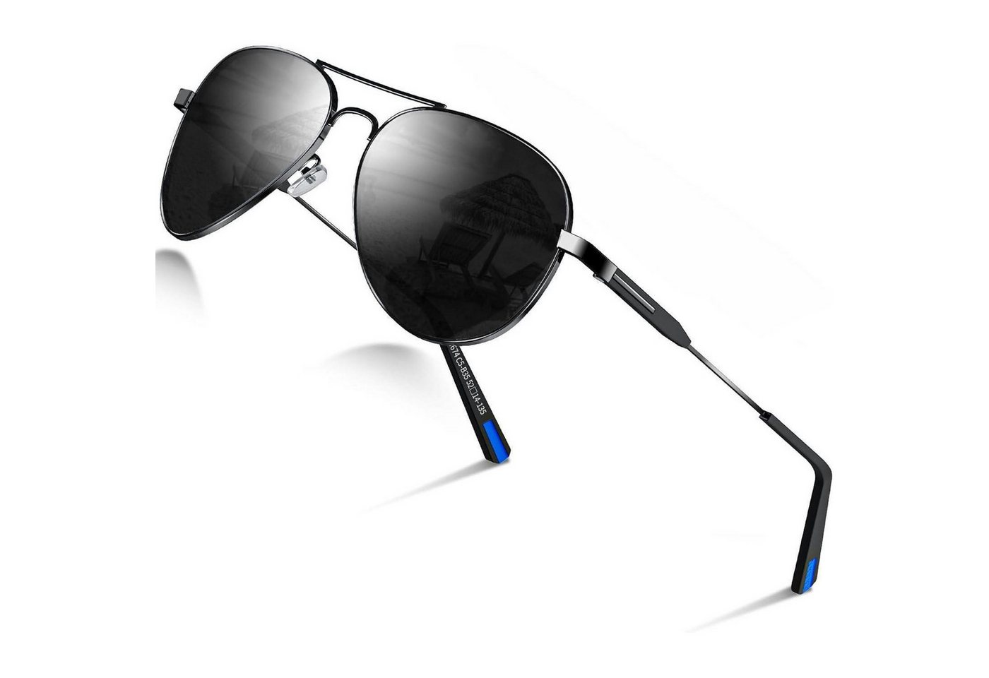 LuxusKollektion Pilotenbrille Sonnenbrille Herren Damen Polarisiert Pilotenbrille UV400 Schwarz Neu von LuxusKollektion