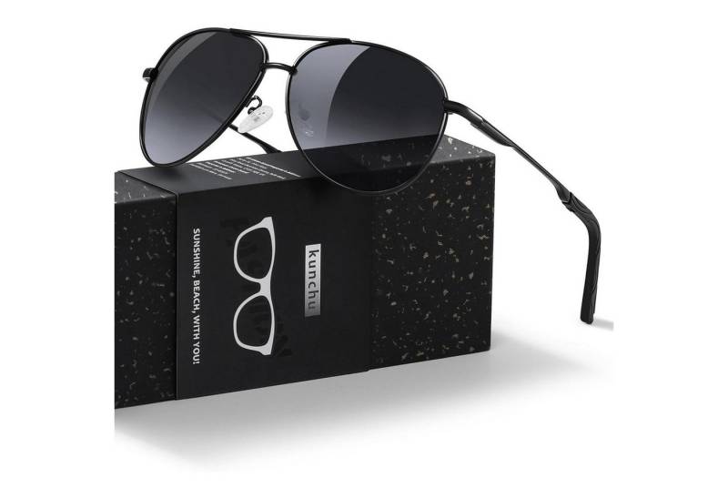 LuxusKollektion Pilotenbrille Sonnenbrille Herren Damen Polarisierte UV400 Outdoor Schwarz von LuxusKollektion
