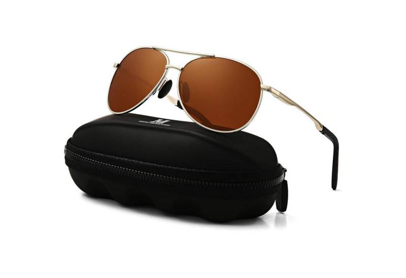 LuxusKollektion Pilotenbrille Sonnenbrille Herren polarisiert UV400 Fahrerbrille schwarz Braun Gold von LuxusKollektion