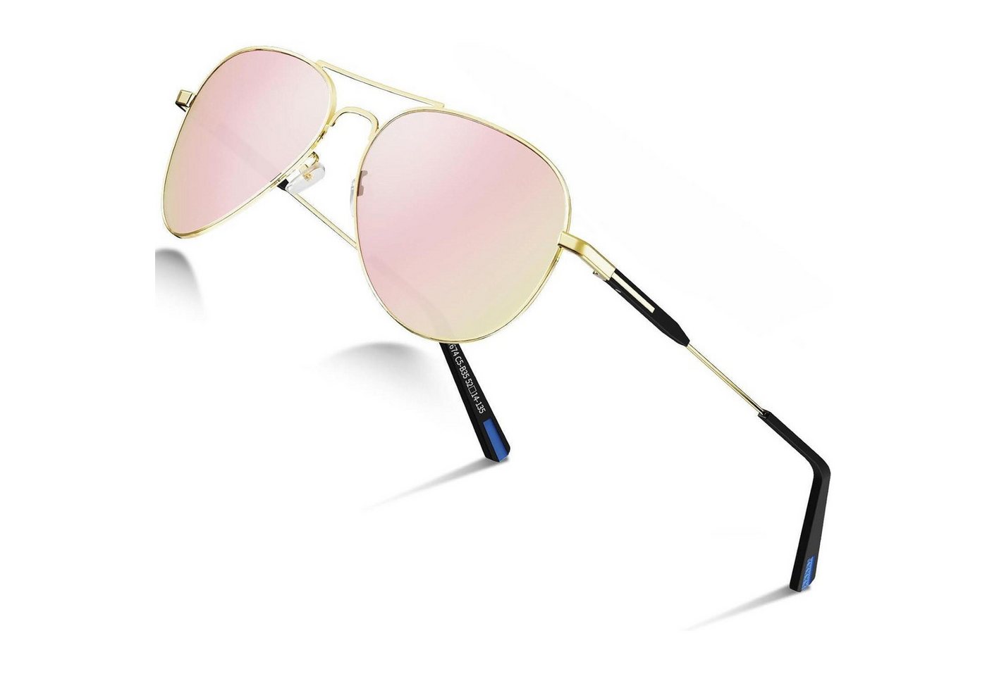 LuxusKollektion Pilotenbrille Sonnenbrille Pilotenbrille Polarisiert UV400 Rosa Verspiegelt von LuxusKollektion