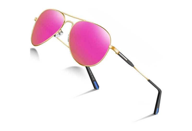 LuxusKollektion Pilotenbrille Sonnenbrille Polarisiert Pilotenbrille Metallrahmen Rosa Verspiegelt von LuxusKollektion
